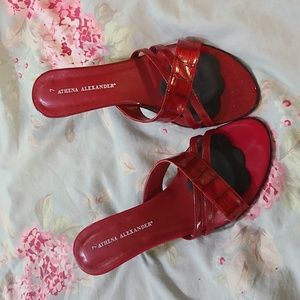 Athena Alexander Red Open Snake skin Heels
